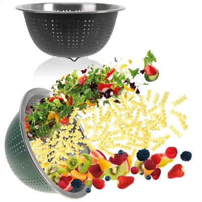 Produktbild von com-four® 2x Küchensieb aus Edelstahl - klassisches Nudelsieb - Seiher