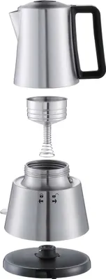 Produktbild von Cloer 5918 Moka Maker, "Espressokocher", 3-4 Tassen, Edelstahleinsatz, Sicherheitsabschaltung, Sicherheitsventil, An-/Ausschalter, 365 W, Edelstahl