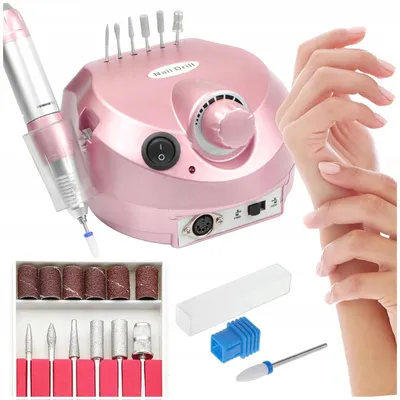 Produktbild von Elektrische Nagelfräse - Nagelbohrmaschine - Fußpedal - Hochgeschwindigkeitsmotor - Drehverschlussgriff - Für Acryl- und Gelnägel - Rosa