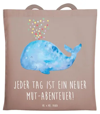 Produktbild von Mr. & Mrs. Panda Einkaufstasche Angst überwinden Abenteuer - Braun Pastell - Geschenk, Laptoptasche, Zuversicht, Vertrauem, neue Herausforderungen, Gefühle, Trost, Tasche