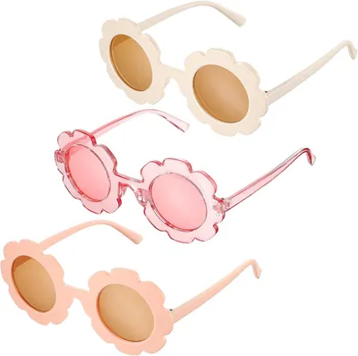 Produktbild von 3er-Pack runde Blumen-Sonnenbrillen für Mädchen, niedliche Outdoor-Strandbrillen für Kleinkinder