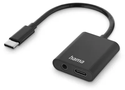 Produktbild von Hama Audio-Ladeadapter 2in1, USB-C - USB-C und 3,5-mm-Klinke Audio, Schwa