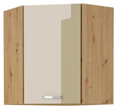 Produktbild von Eckhängeschrank 60x60 Eiche Artisan Cappuccino Hochglanz Küchenzeile Küchenblock