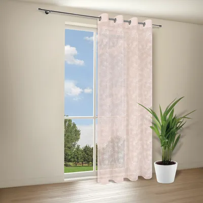 Produktbild von Ösenvorhang "Malibu" halbtransparent mit Blumenmuster in rosa 140cm x 245cm