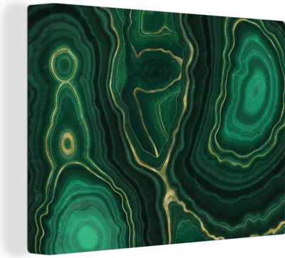 Obrázek produktu pro OneMillionCanvasses® - Obraz na plátně - Zlato - Zelená - Achát - Geoda - Mramor, nástěnná malba, nástěnné dekorace obrázky do obývacího pokoje, 120x90cm