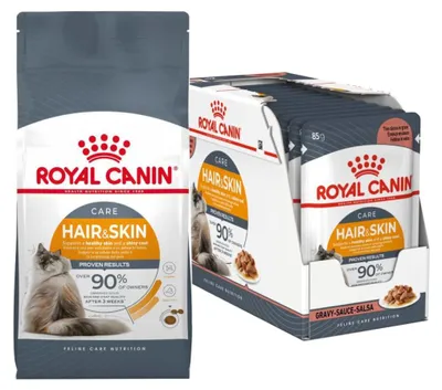 Produktbild von Royal Canin Hair & Skin Care 10 kg + 12 x 85 g Katzenfutter für ausgewachsene Katzen