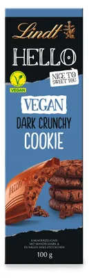 Zdjęcie produktu dla Lindt Hello Vegan Dark Crunchy Cookie z kawałkami ciemnych herbatników 100g