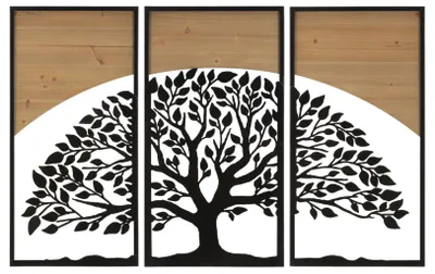Image de Mauro Ferretti Panneau mural Arc Set 3 pièces 105x2x70 cm noir marron