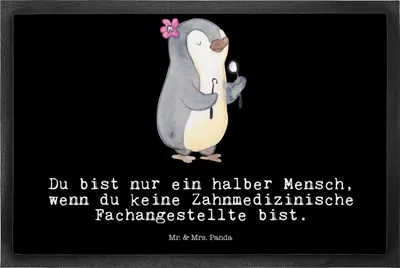 Produktbild von Mr. & Mrs. Panda Fußmatte Zahnmedizinische Fachangestellte Herz 50 x 75 cm - Schwarz - Geschenk, Sauberlaufmatte, Bodenvorleger, Türmatte, Schmutzfangmatte, Schmutzmatte