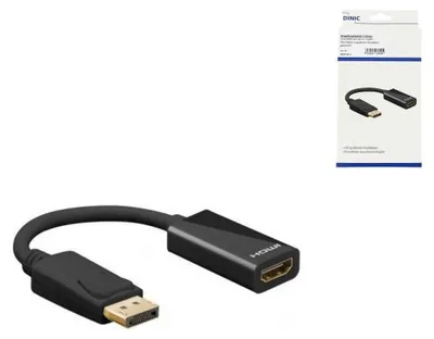 Produktbild von DINIC Adapter DisplayPort-Stecker auf HDMI-Buchse, 4K2K@60Hz, 3D, 0,1 m (DP-HDMI-MF-KB)