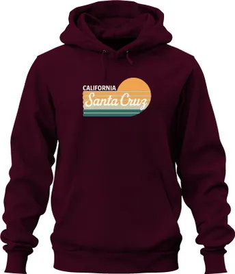 Produktbild von Santa Cruz California Retro Sonnenuntergang Surfen Strand Küste Uni Hoodie Kapuzenpullover, Burgundy, L