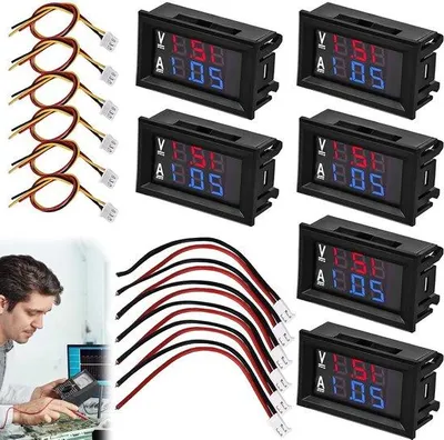 Image de Voltmètre numérique 0-100 V, 50 A, affichage LED rouge-bleu