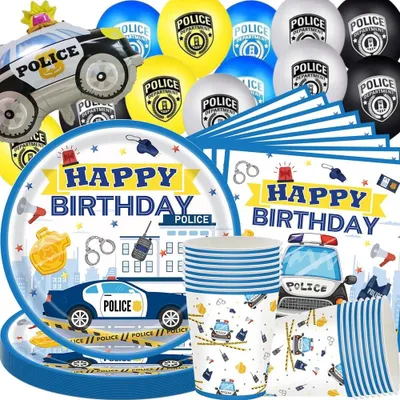 Immagine prodotto di Set di stoviglie per festa di compleanno della polizia 73 pezzi