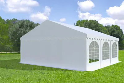 Obrázok produktu pre Párty stan 6x6 m MAX – PVC 550 g/m² s protipožiarnou úpravou, oceľ Ø50 mm, spodný rám + výstuhy, až 72 osôb - Biela