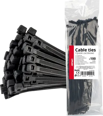 Obrázek produktu pro Utahovací pásky černé 4,8x300mm - 100 ks
