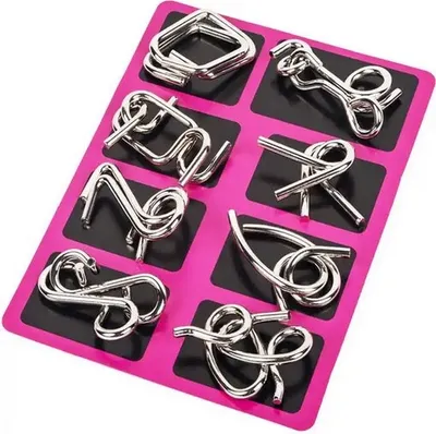 Produktbild von Ein Set mit 8 Metall-Rätseln – in Rosa