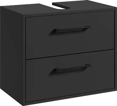 Produktbild von Waschbeckenunterschrank Florence 60 x 35 cm Schwarz Matt - Hängender Badezimmerschrank mit 2 Schubladen