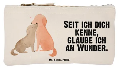 Produktbild von Mr. & Mrs. Panda kosmetiktäschchen Hunde Liebe Größe S Klein - Weiß - Geschenk, Federmappe, Vertrauen, Wunder, Etui, Federtasche, Hund, Pouch, Optimitisch, Sprüche, Herz