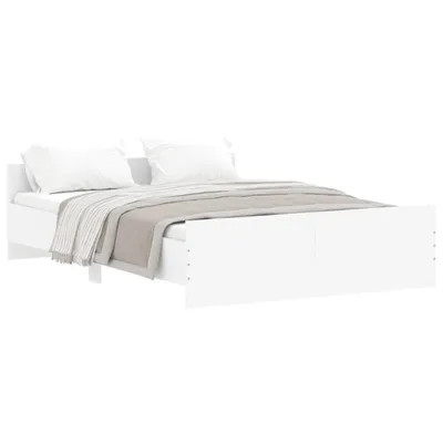 Image de vidaXL Cadre de lit avec tête et pied de lit blanc 135x190 cm