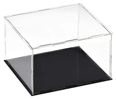 Image de Omgoods - Vitrine en bois 30x30x20 cm - Design transparent - Base noire - Protection anti-poussière - Présentoir pour figurines - Facile à assembler - Vitrine
