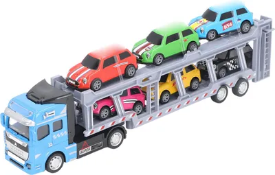 Produktbild von Transportauto-Transporter-LKW-Spielzeug mit 6 kleinen, abnehmbaren, interaktiven Spielzeugen für Kinder, Blau