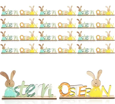 Produktbild von COM-FOUR® 24x Deko Aufsteller für Ostern - Schriftzug mit Osterhasen