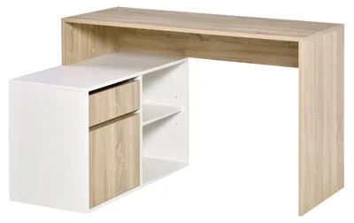 Immagine prodotto di Scrivania Angolare da Ufficio 120x92x75,5 cm in Legno Rovere e Bianco