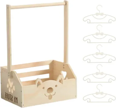 Immagine prodotto di Armadio per bambini in legno - Contenitore per la cameretta del bambino - Organizzazione della cameretta del bambino - Angoli arrotondati - 51 x 344 x 23 cm - Colore legno