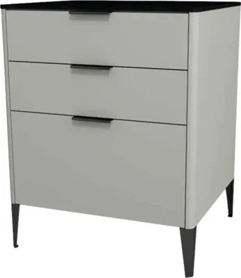 Produktbild von Devo Kommode mit 3 Schubladen Lotos BxHxT 60 x 76 x 53 cm stahlperfect touch stahlgrau/schwarz