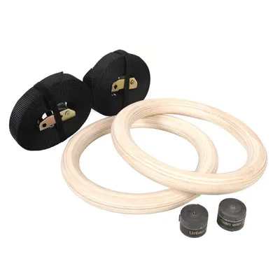 Produktbild von Gymnastikringe Gym Ringe Holz Fitness Trainingsringe Turnringe Olympische Gymnastic Rings fitnessringe Holzringe, Farbe:Gymnastikringe Holz