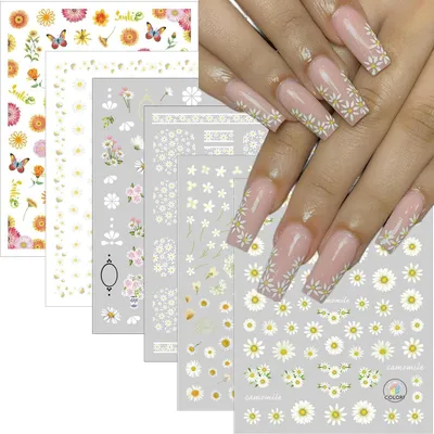 Produktbild von Charmante Chrysanthemen 3D Nagelsticker selbstklebend 8 Blätter
