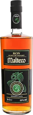 A bottle of Malteco Reserva Maya 15 Anos rum against a white background.