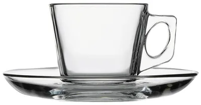 Produktbild von 12x Espressotasse mit Untertasse Glas Pasabahce Vela 80 ml