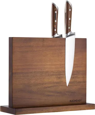 Image de Bloc à couteaux magnétique en bois pour la cuisine Magnétique Bambou Walnut