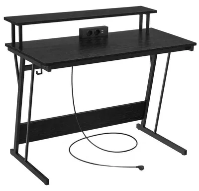 Obrázek produktu pro Herní stůl s LED osvětlením LWD191B56, 60 x 100 x 91 cm, černý