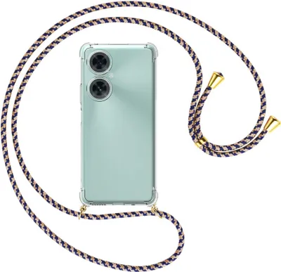 Produktbild von Handykette Backcover-Schutzhülle mit Band (Metall goldfarben) für Huawei nova 11i (MAO-LX9, 6.8'') - blau+beige