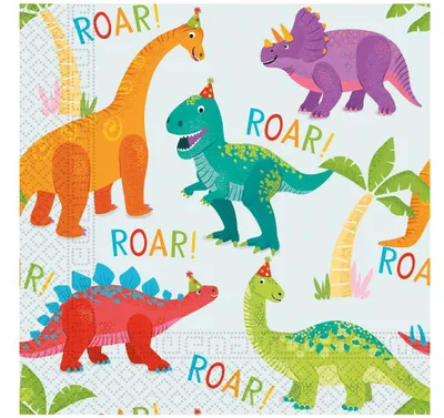 Image de Serviettes en papier, thème dinosaures, "Dino Party", 33 cm, paquet de 20.