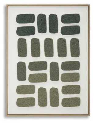 Produktbild von 3D-Leinwandbild A grüne Texturblöcke mit Rahmen, 60x80 cm
