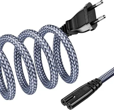 Image de Câble en nylon à 2 broches, 3 m, pour téléviseurs, consoles de jeux et lecteurs Blu-ray