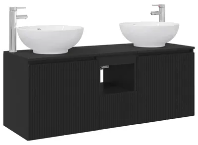 Produktbild von Badezimmerschrank-Set 3 stk. Schwarz 49,5 x 44,5 x 65 cm