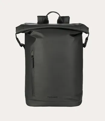 Productafbeelding van Tucano Rollo Rugzak 15" – Geschikt voor 15,6" Laptops en 16" MacBooks – Ruim Compartiment met Roll-Top Sluiting – Gemaakt van Gerecycled, Waterbestendig Weefsel - Zwart