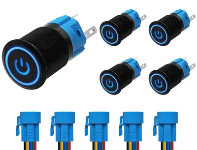 Produktbild von ProRide Drucktaster ON/OFF 16 mm, blau LED, wasserdicht, 5 Stück