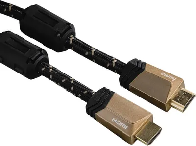 Produktbild von Hama HDMI Kabel mit Ethernet, männlich - männlich, Ferrit, Metall, 1,5 m, Schwarz, Bronze.