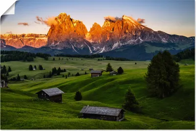 Produktbild von ARTland Poster Sonnenuntergang Seiser Alm in Südtirol Größe: 120x80 cm
