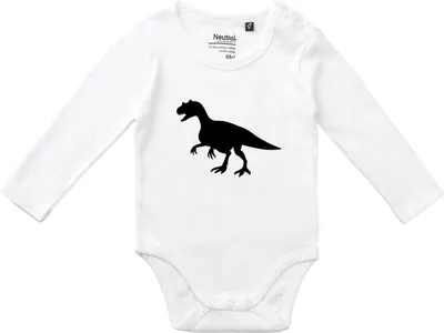 Produktbild von Huuraa Baby Body Allosaurus Dinosaurier 68 White  Baumwolle Fairtrade Langarmbody Geschenkidee