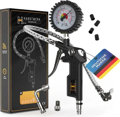 Produktbild von HARDTWERK Reifendruckprüfer für Auto, Motorrad, PKW, LKW - Messbereich: 0–12 bar