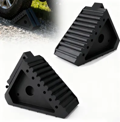 Obrázok produktu pre XINZI Podložky pod kolesá sada 2, protišmykové gumové podložky pod kolesá s rukoväťou, stabilné a odolné, pre auto, karavan, obytný automobil a príves