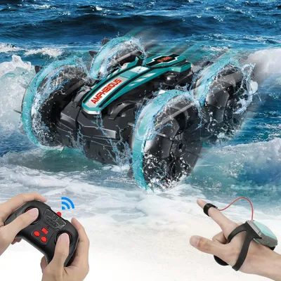 Produktbild von Amphibisches Ferngesteuertes Auto für Kinder – 4WD RC Stunt Car mit Gestensteuerung & Fernbedienung, 360° Drehungen, Wasserdichtes Offroad Spielzeugauto, 2 Akkus, Geschenk ab 4 Jahren