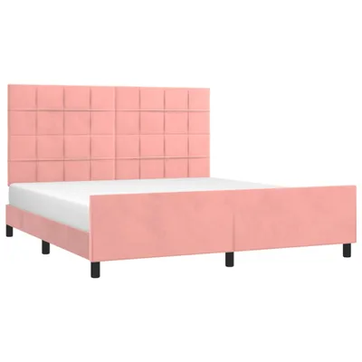 Produktbild von vidaXL Bettgestell mit Kopfteil Rosa 160x200 cm Samt