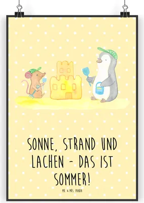Produktbild von Mr. & Mrs. Panda Bild Sommerfreude DIN A3 - Gelb Pastell - Geschenk, Natur, Sommerferien, Kuscheln, Frühling, handgefertigt, drucke, Summer Feelings, Plakat, Kunstdruck
